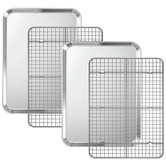 Baking Sheet with Cooling Rack Set [2 Sheets + 2 Racks]