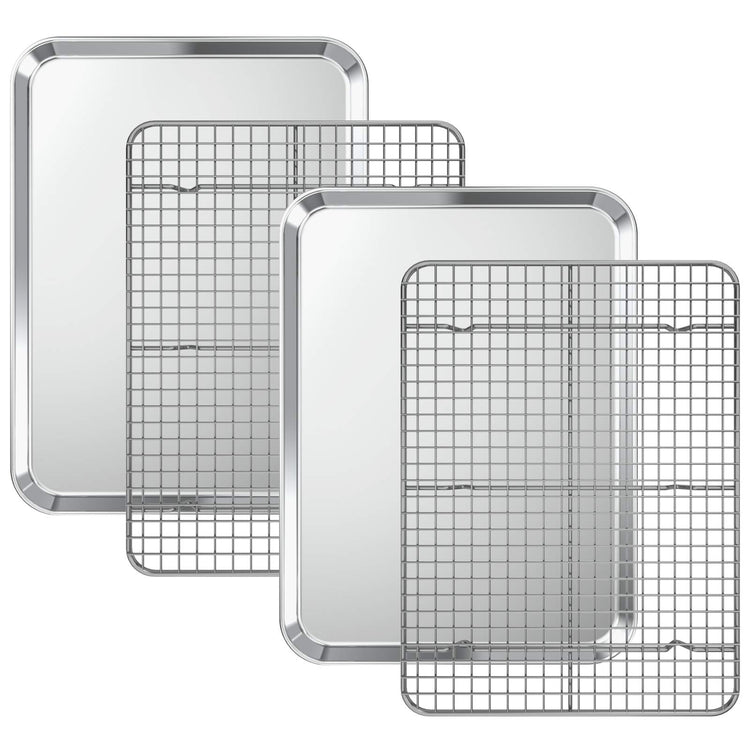 Baking Sheet with Cooling Rack Set [2 Sheets + 2 Racks]