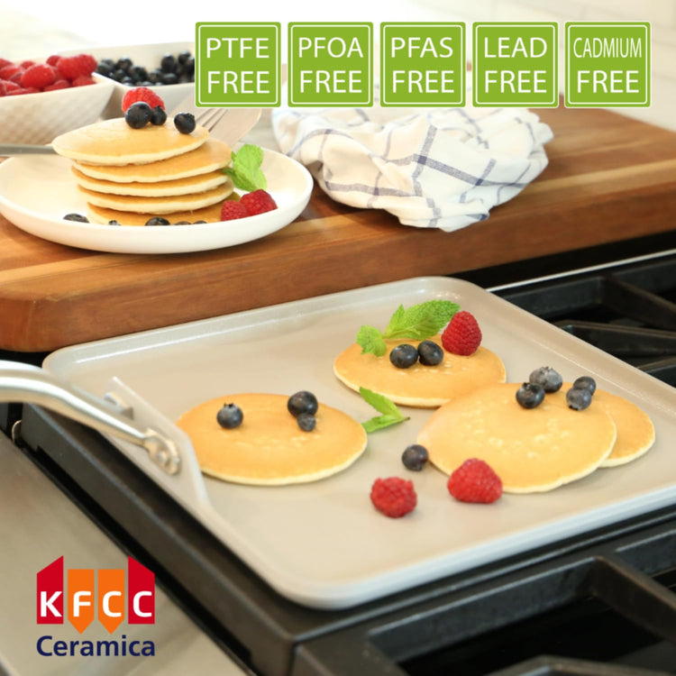 CeraTerra Ceramic Nonstick Square Griddle Pan