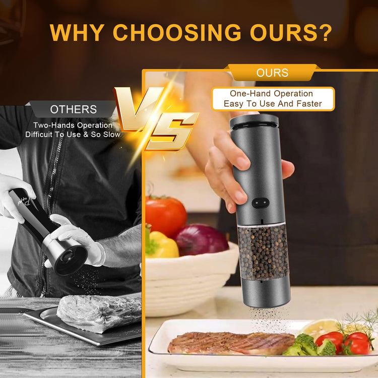 Electric Salt and Pepper Grinder Set USB Rechargeable (2 Count)