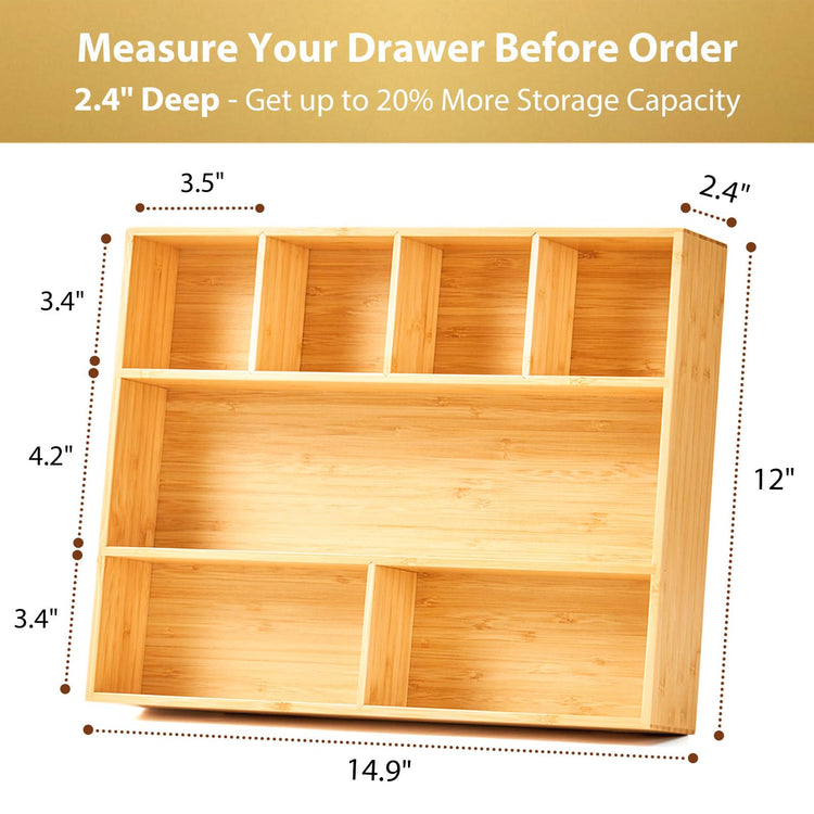 Large Bamboo Desk Drawer Organizer