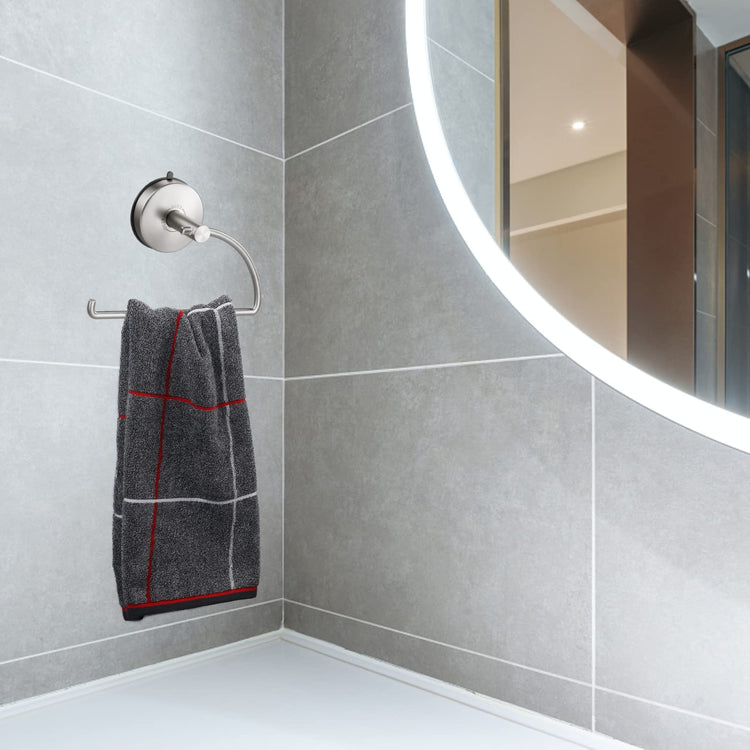 Suction Cup Hand Towel Ring Brushed Nickel Hand Towel Holder for Bathroom Wall SUS 304 Stainless Steel Kitchen Towel Hanger