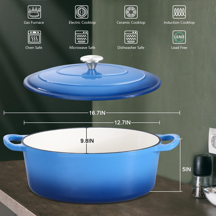 7 Quart Oval Dutch Oven with Lid