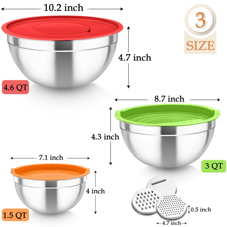 Mixing Bowls Stainless Steel Nesting Salad Bowls Set (6 Count)