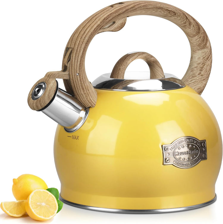 Stovetop Tea Kettle, 2.1 Quart Stove Top Whistling Tea Kettles,Water Teapot Induction Tea Kettle with Food Grade Stainless Steel and Silicone Anti-Hot Handle, Suitable for All Heat Sources