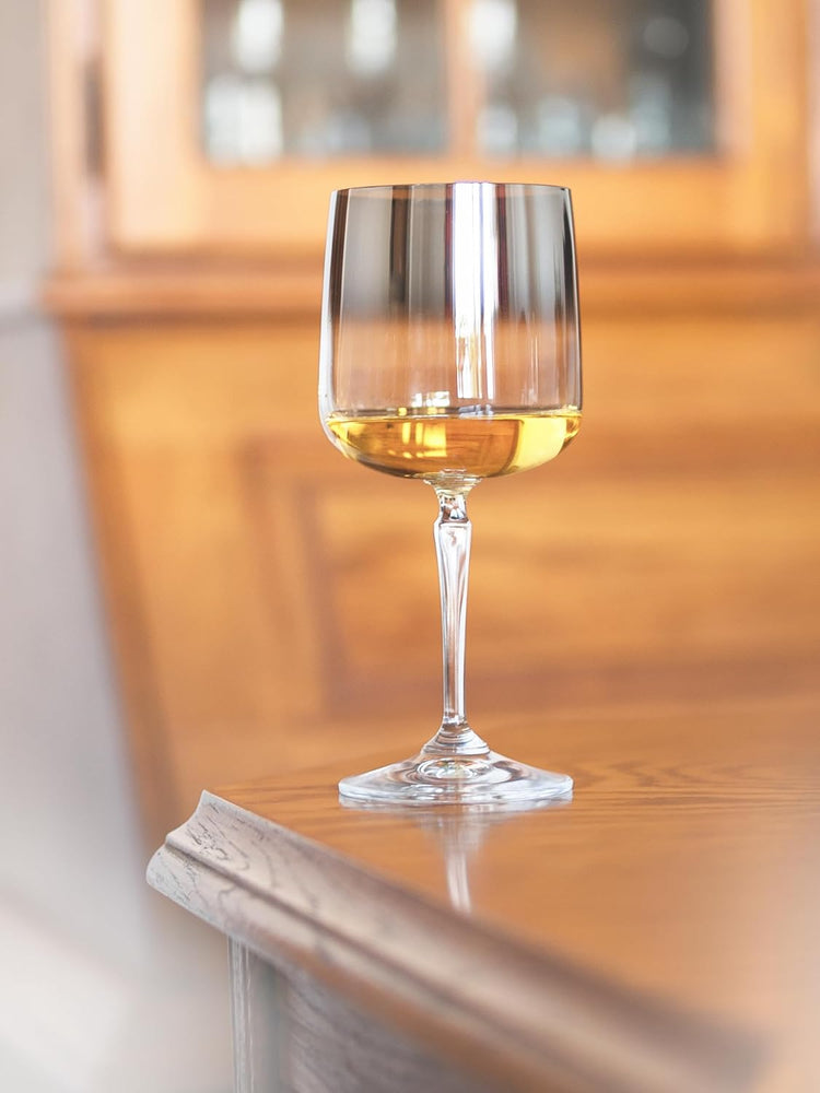 Barski Wine Glasses - Set of 4 - Water Glass -Smoked Metallic Ombre- Stemmed - 12 Oz. - for Red or White Wine or Water - Made in Europe