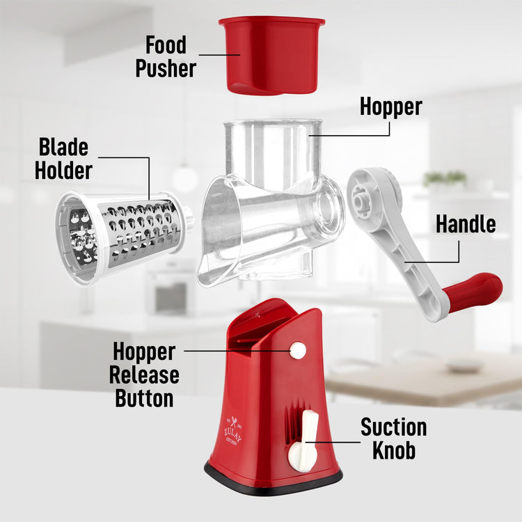 Rotary Cheese Grater 5 Blade Cheese Shredder