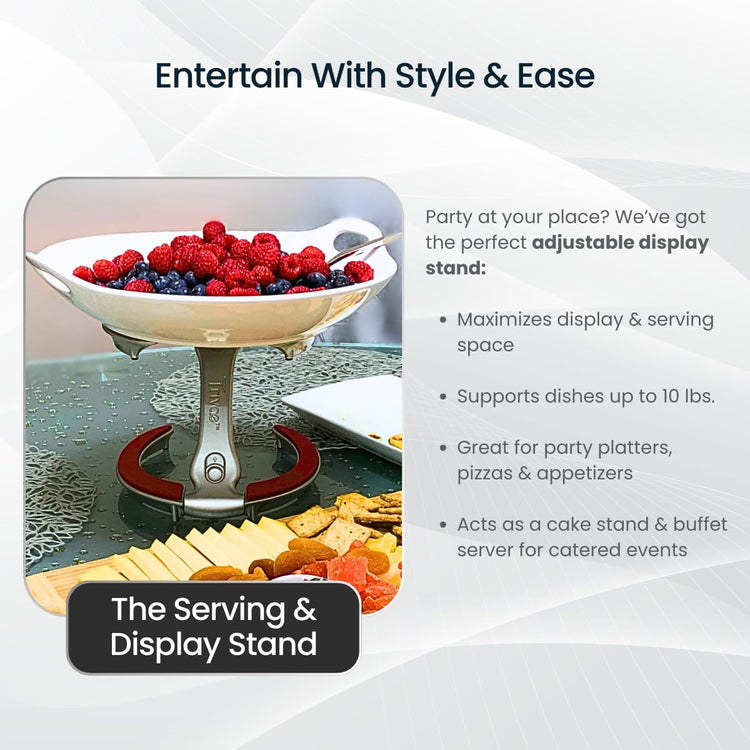 4-in-1 Pot Lid Holder and Kitchen Trivet for Countertop – Durable Cast Aluminum Hot Pan Stand & Cake Display – Heat Resistant Silicone, Space Saving Foldable Design