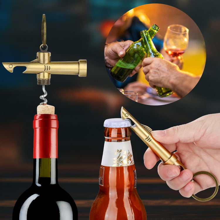 2-in-1 Shark Bottle Opener, Novelty Keychain Corkscrew Wine Opener, Beer Bottle Opener, Wine & Beer Gifts for Men, Father's Day Gifts, Christmas Gifts, Birthday Gifts, Bronze, KPQ2805