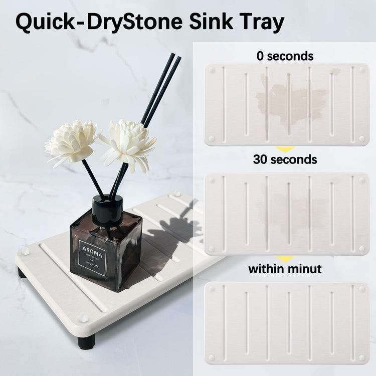 2PCS Water Absorbing Stone Drying Mat for Bathroom Sink & Kitchen Counter Organizer (2 Count)
