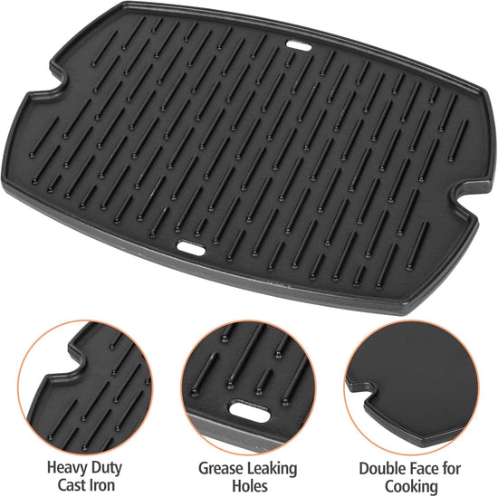 7582 Cast Iron Griddle for Weber Q1000 Grill, for Weber Q100 Q1000 Q1200 Q120 Q140 Q1400 Grill Parts, for 7582 Grate 6558 Full Size Griddle Inserts, Baby Q Replacement, Flat Top Plate Accessories - Nestoria