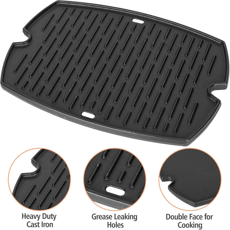 7582 Cast Iron Griddle for Weber Q1000 Grill, for Weber Q100 Q1000 Q1200 Q120 Q140 Q1400 Grill Parts, for 7582 Grate 6558 Full Size Griddle Inserts, Baby Q Replacement, Flat Top Plate Accessories - Nestoria
