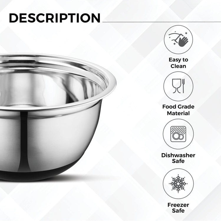 Premium Stainless Steel Mixing Bowls with Lids Non (5 Count)