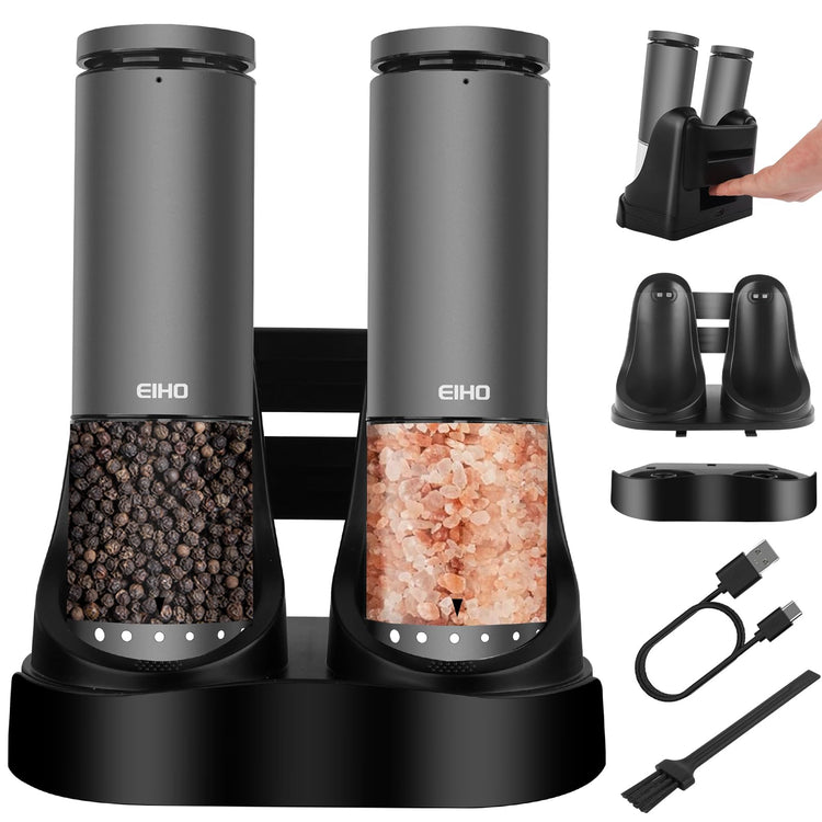 Electric Salt and Pepper Grinder Set USB Rechargeable (2 Count)