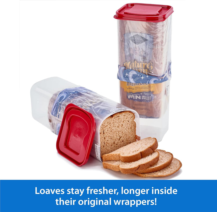 Buddeez Bread Buddy Bread Box – Red Lid, Pack of 2
