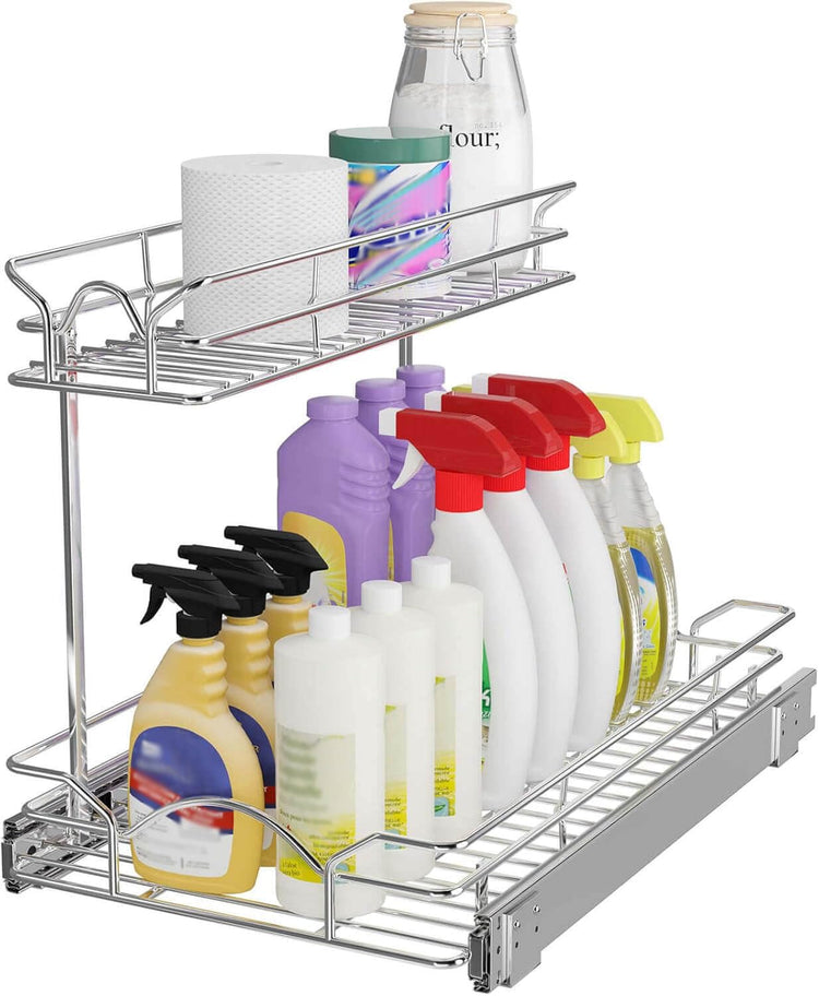 Under Sink Cabinet Organizer Two Tier Pull Out Shelf