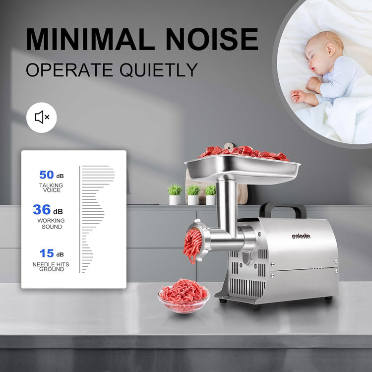 Electric Meat Grinder Machine, #8 Meat Grinders for Home Use, 0.4HP 260lbs/H Stainless Steel ETL Approved Heavy Duty Meat Mincer with Sausage Sufffer Tube