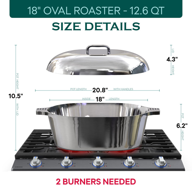 Cast Aluminum Oval Dutch Oven with Lid