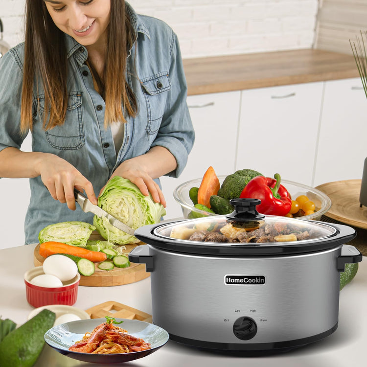 6 Quart Slow Cooker Oval Manual Pot Food Warmer with 3 Cooking Settings