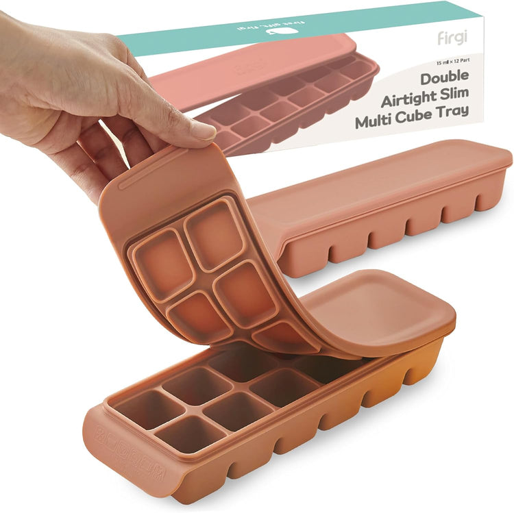 Silicone Freezer Trays with Lid, 0.7oz 12 Section - Leak Proof Silicone Freezer molds for Homemade Baby Food Breastmilk, Purees, Vegetables, Baby Food Jars Ice Tray with Lid BPA Free Indie Pink
