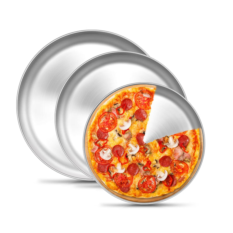 Pizza Pan, 9/10/12 Inch Stainless Steel Pizza Pans Trays Set of 3 (8.66 Count)
