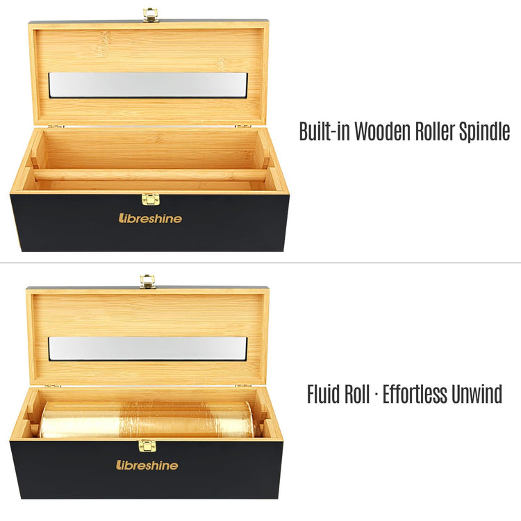 12 Inch Bamboo Plastic Wrap Dispenser with Cutter