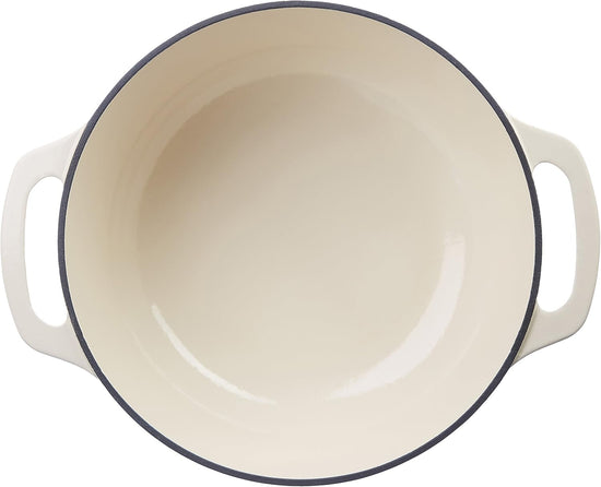 Amazon Basics Cast Iron Dutch Oven Pot with Lid, Enameled, Round, Dual Handles, Heavy-Duty, Small, 4.3-Quart, White - Nestoria