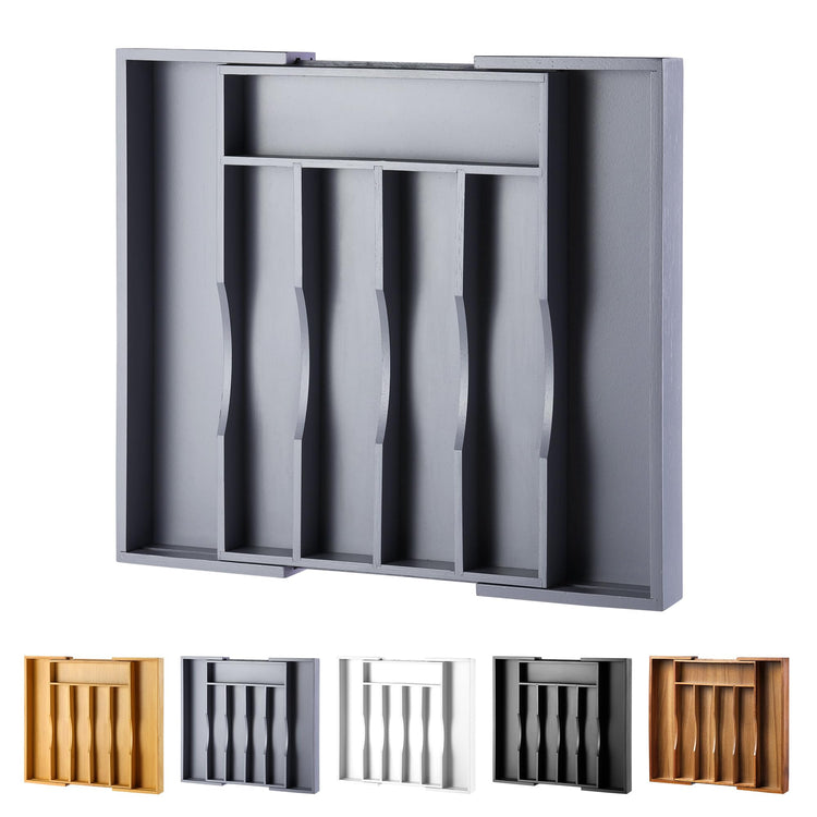 Expandable Bamboo Kitchen Drawer Organizer for Cutlery and Utensils