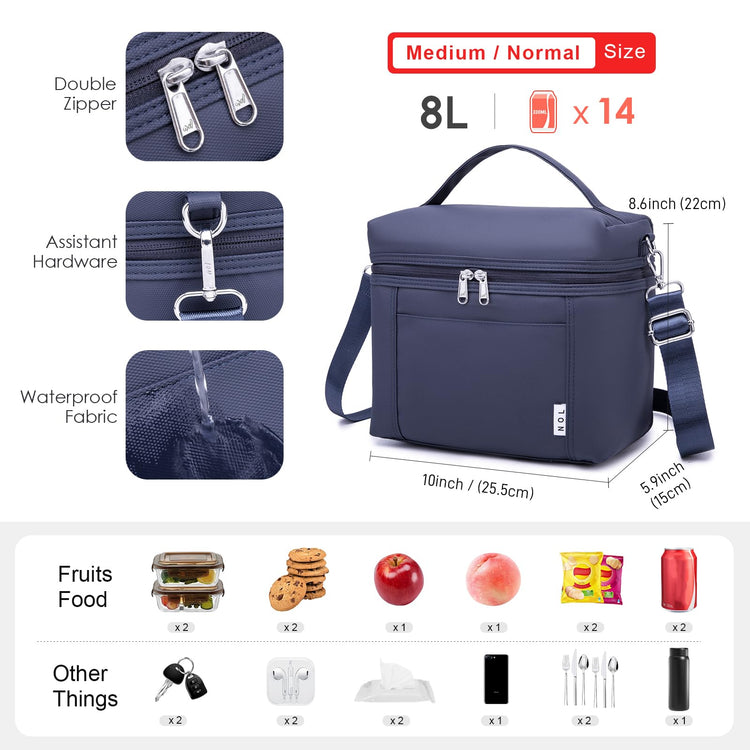 NOL 8L Insulated Lunch Bags for Women Cooler Bag Lightweight Nylon Waterproof Lunch Box For Work