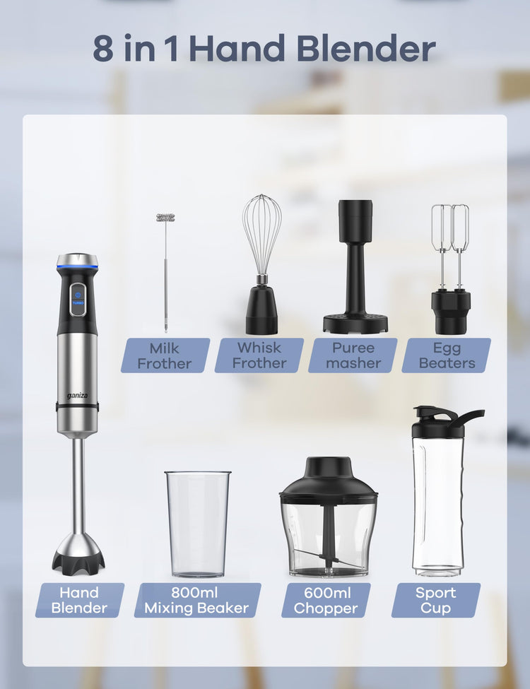 Immersion Blender Handheld Corded 8 in 1 Hand Blender Max 1000W