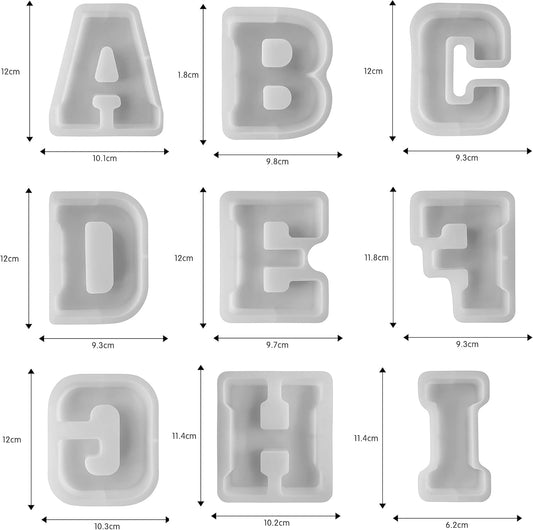 5 Inch Alphabet Mold - 26 Pcs Resin & Candle Making Molds - Silicone 3D Mold for Resin Casting