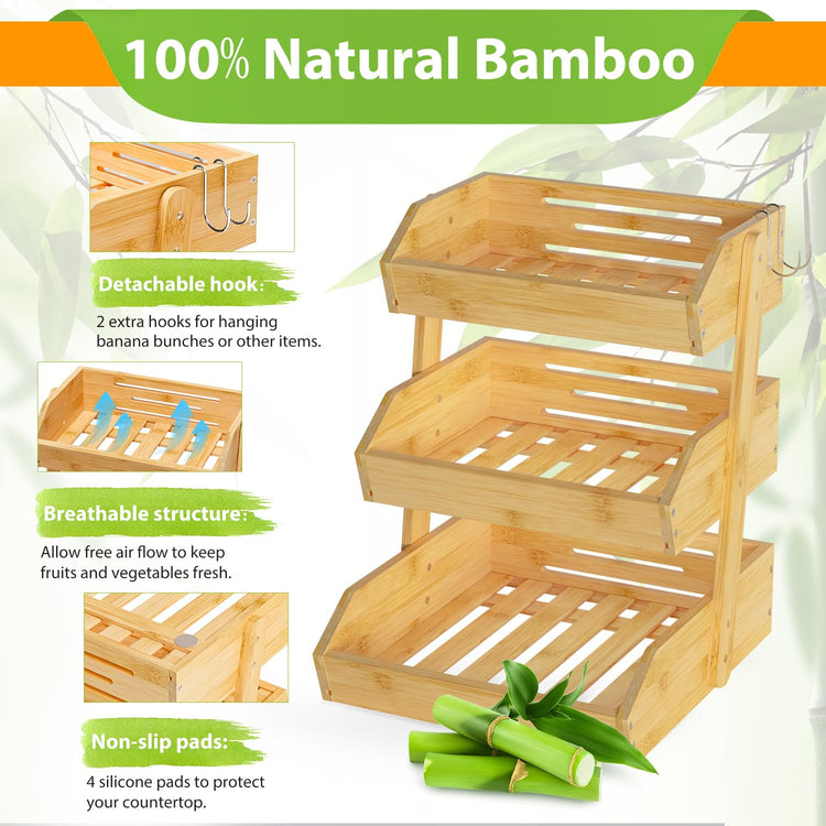 Bamboo Fruit Basket for Kitchen