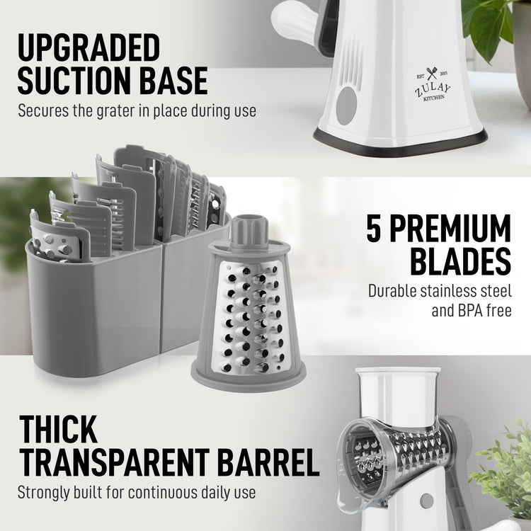 Rotary Cheese Grater 5 Blade Cheese Shredder