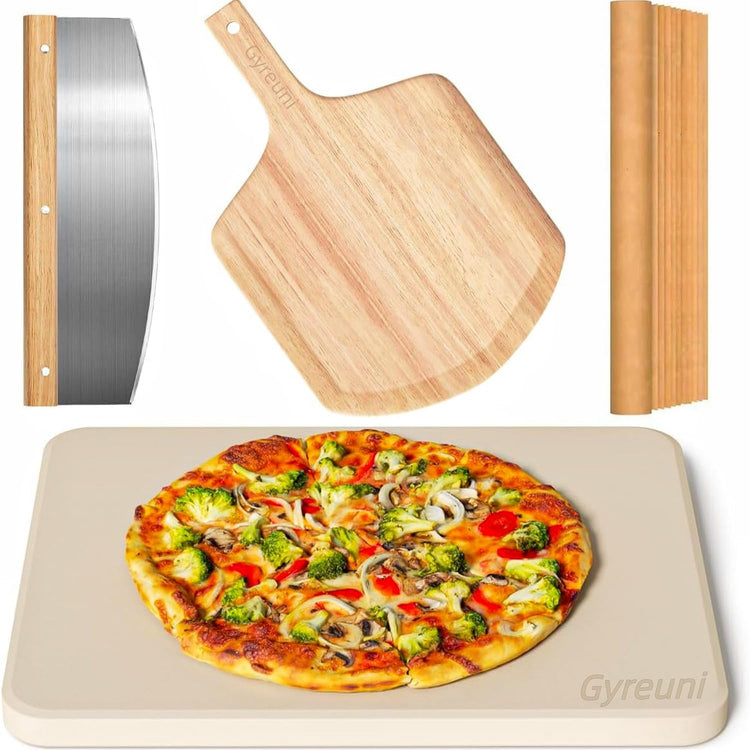 15''Pizza Stone for Oven and Grill with Pizza Peel (4 Count)