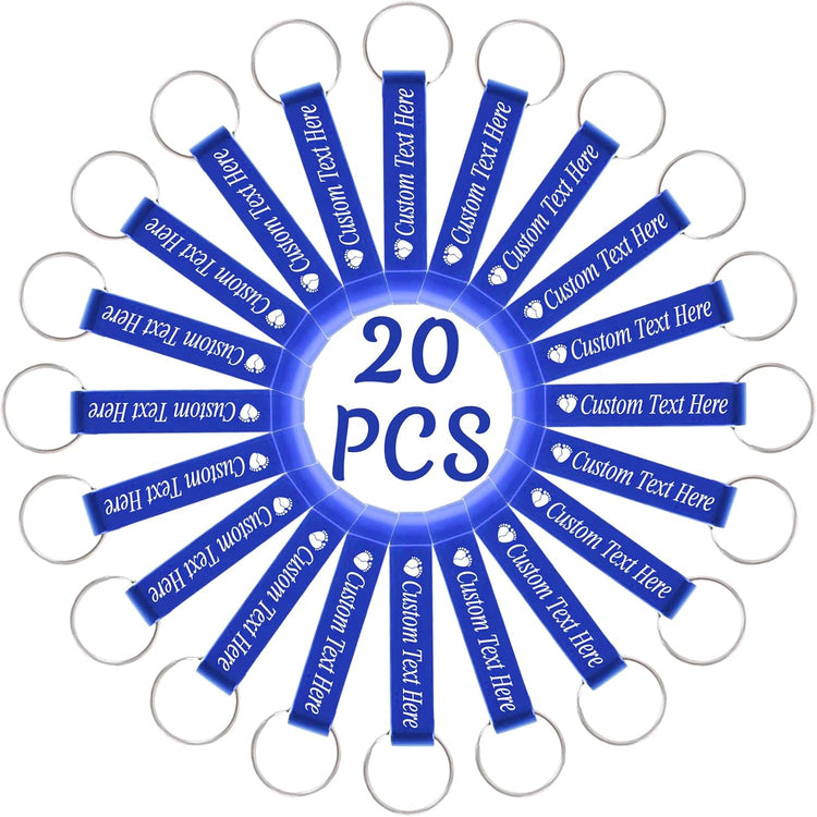 20PCS Personalized Bottle Opener Keychain Bulk Custom Beer Bottle Opener with Logo Text Engraved Wedding Bottle Opener Favors Customized Gifts for Guests Baby Shower Birthday Party-Blue