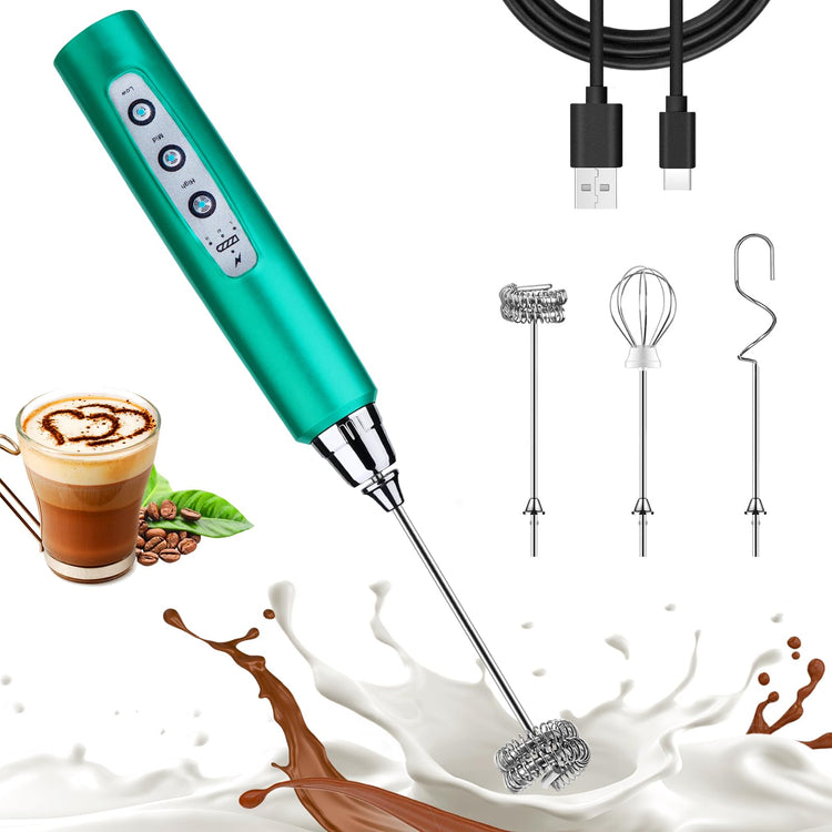 Turquoise Milk Frother Wand for Coffee