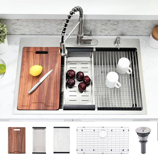 33 Inch Drop In Kitchen Sink Workstation