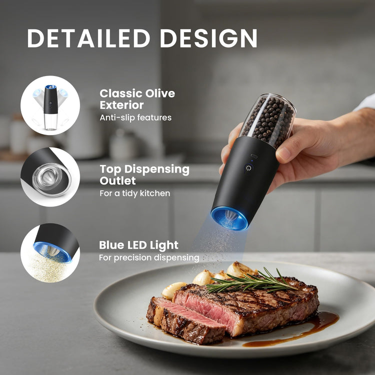 Rechargeable Electric Salt And Pepper Grinder Set (2 Count)