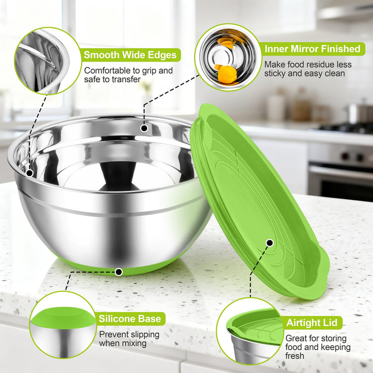 Mixing Bowls Stainless Steel Salad Bowls with Lids