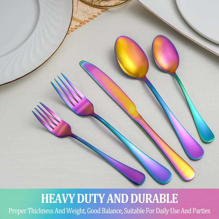 40 Pcs Rainbow Silverware Set Service for 8 (40 Count)
