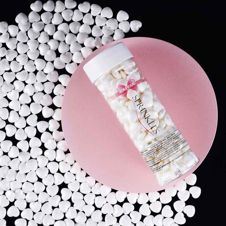 White Heart Shapes Sprinkles (4.58 Ounce)