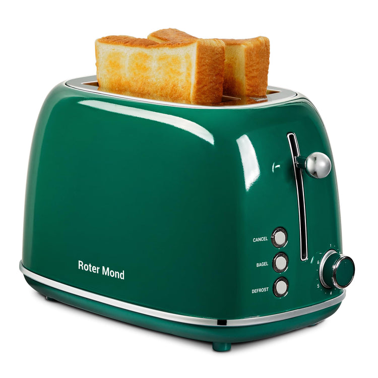2 Slice Toaster Retro Stainless Steel with Bagel