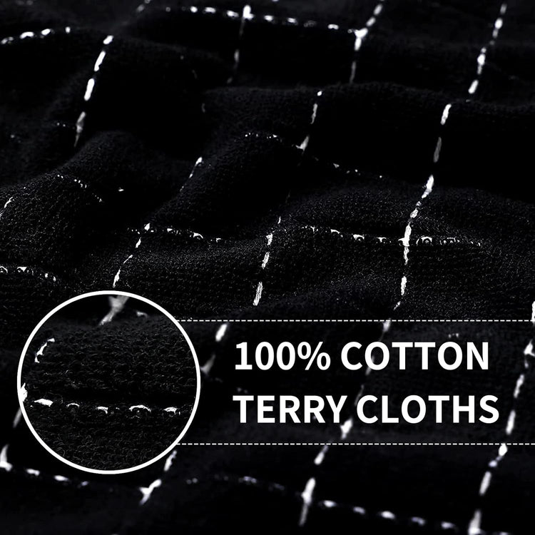 Homaxy 100% Cotton Terry Kitchen Towels(Multiple Color, 13 x 28 inches), Checkered Designed, Soft and Super Absorbent Dish Towels, 4 Pack
