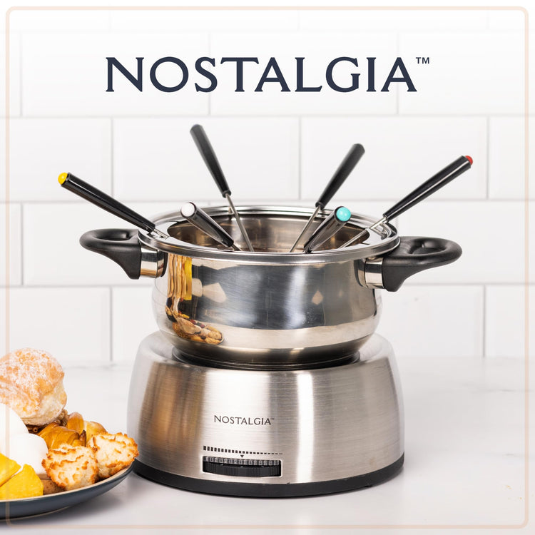 FPS200 6 Cup Stainless Steel Electric Fondue Pot with Temperature Control
