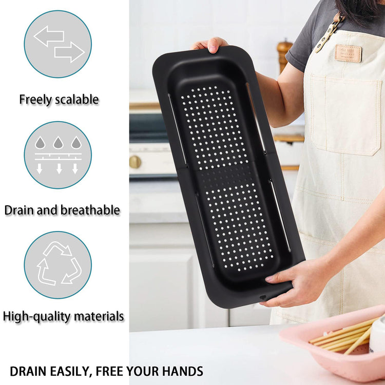 Collapsible Sink Colanders and Strainers Basket Extendable Plastic Fruit Vegetable Strainer Drainer Basket for Kitchen
