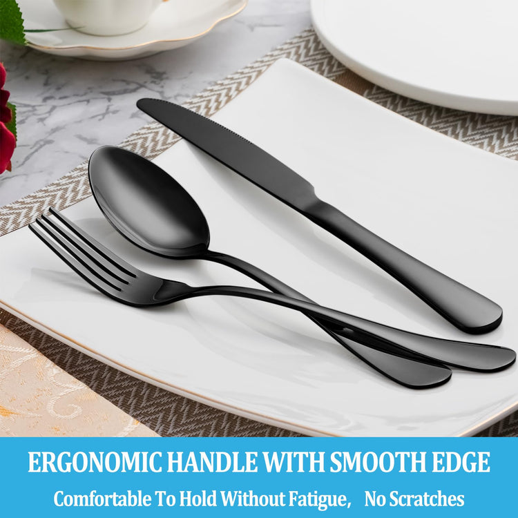40 Pcs Black Silverware Set (40 Count)