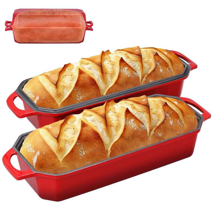 Bread Pan Cast Iron Loaf Pan with Lid Bread Loaf Pan 13x5 Inch Enameled Cast Iron Sourdough Bread Pan