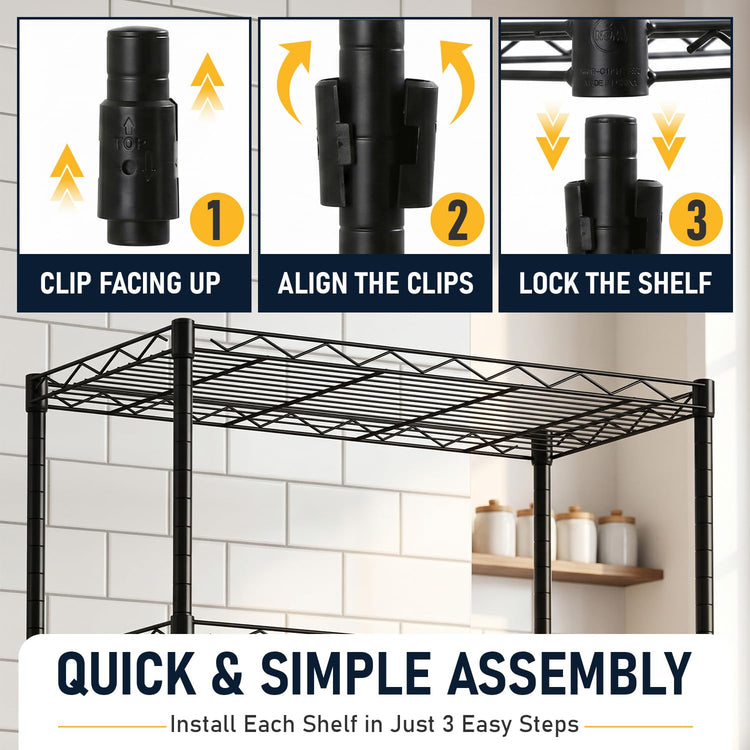 5 Tier 22L x 12W x 48H Pantry Shelves Adjustable Storage Rack Metal Shelf NSF Shelving Units for Kitchen Garage Small Places Commercial