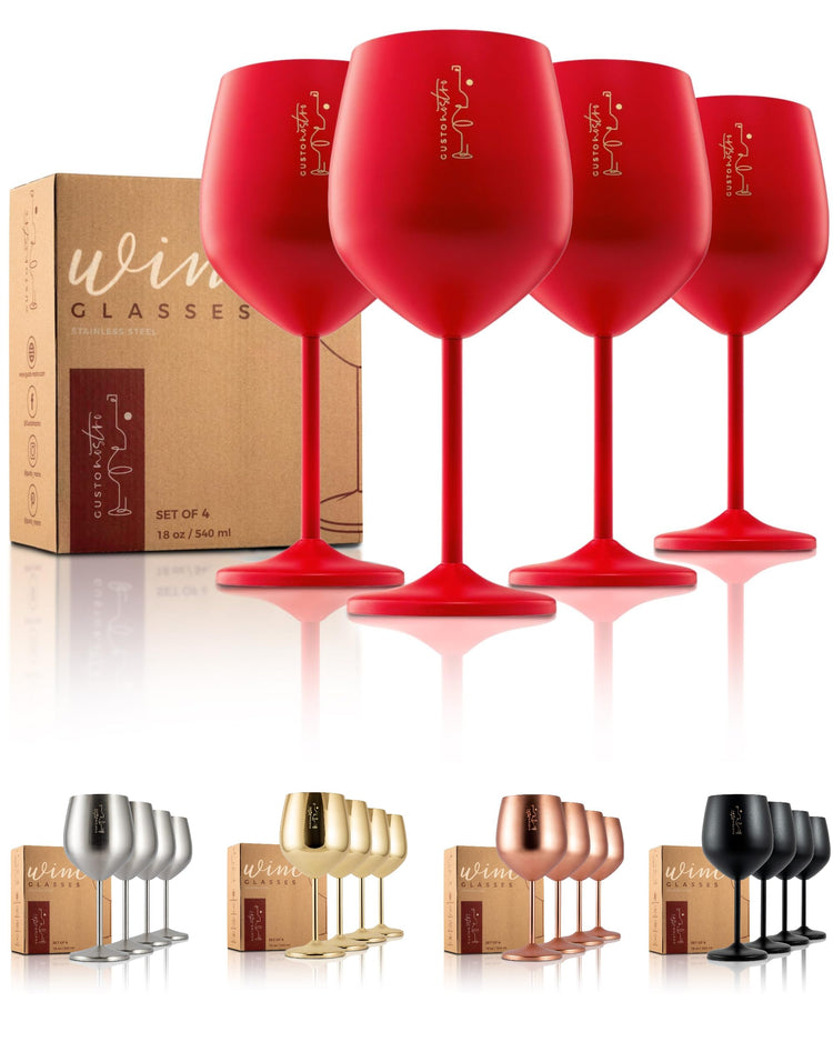 Valentine’s Day Gift Stainless Steel Wine Glass (4 Count)