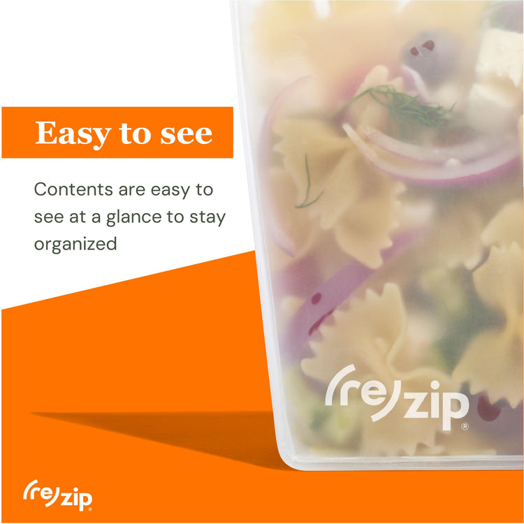 re) zip 5-Piece Flat Lunch Reusable Food Storage Bags, BPA-Free, Leakproof, Freezer Safe, Dishwasher Safe, Travel Friendly, (3) Sandwich (3.5-Cup/28-Ounce), (2) Snack 1-Cup/8-Ounce Bags, (Clear)